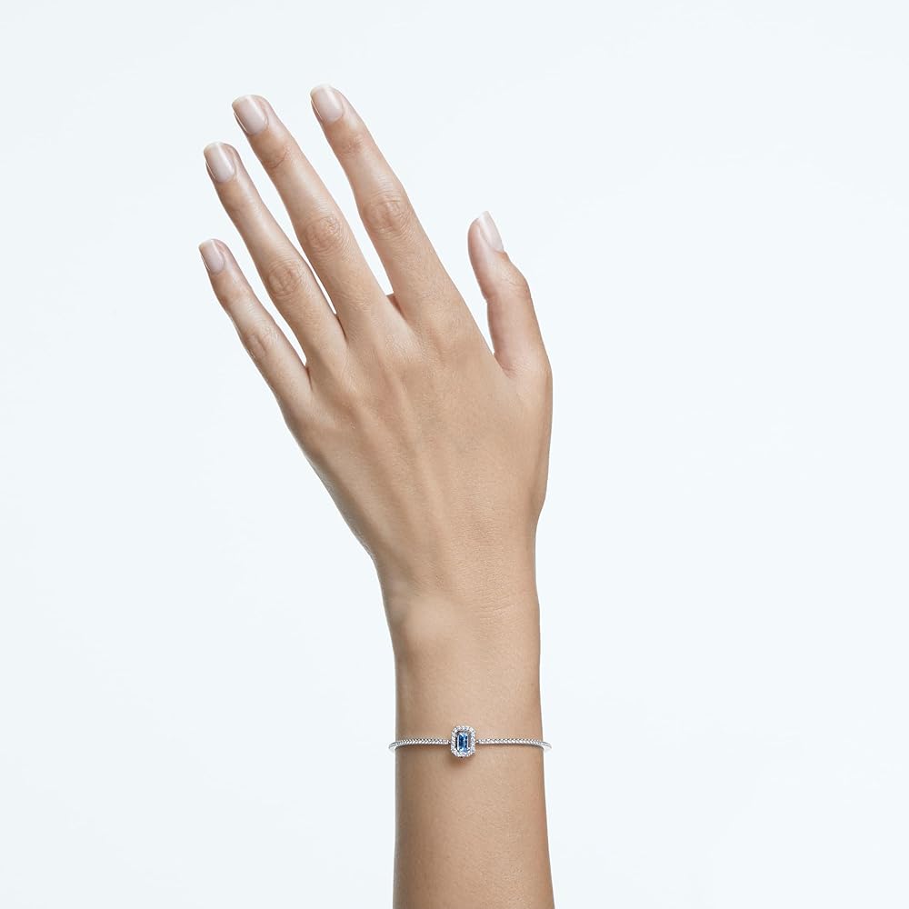 Swarovski Una バングル Una バングル, クローバー, ブルー, ロジウム・プレーティング